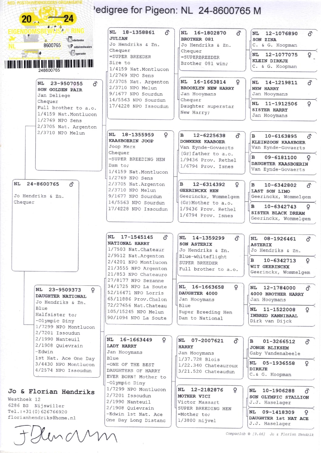 ヘンドリックス NL 8600765-24 売切れ - 画像 (2)