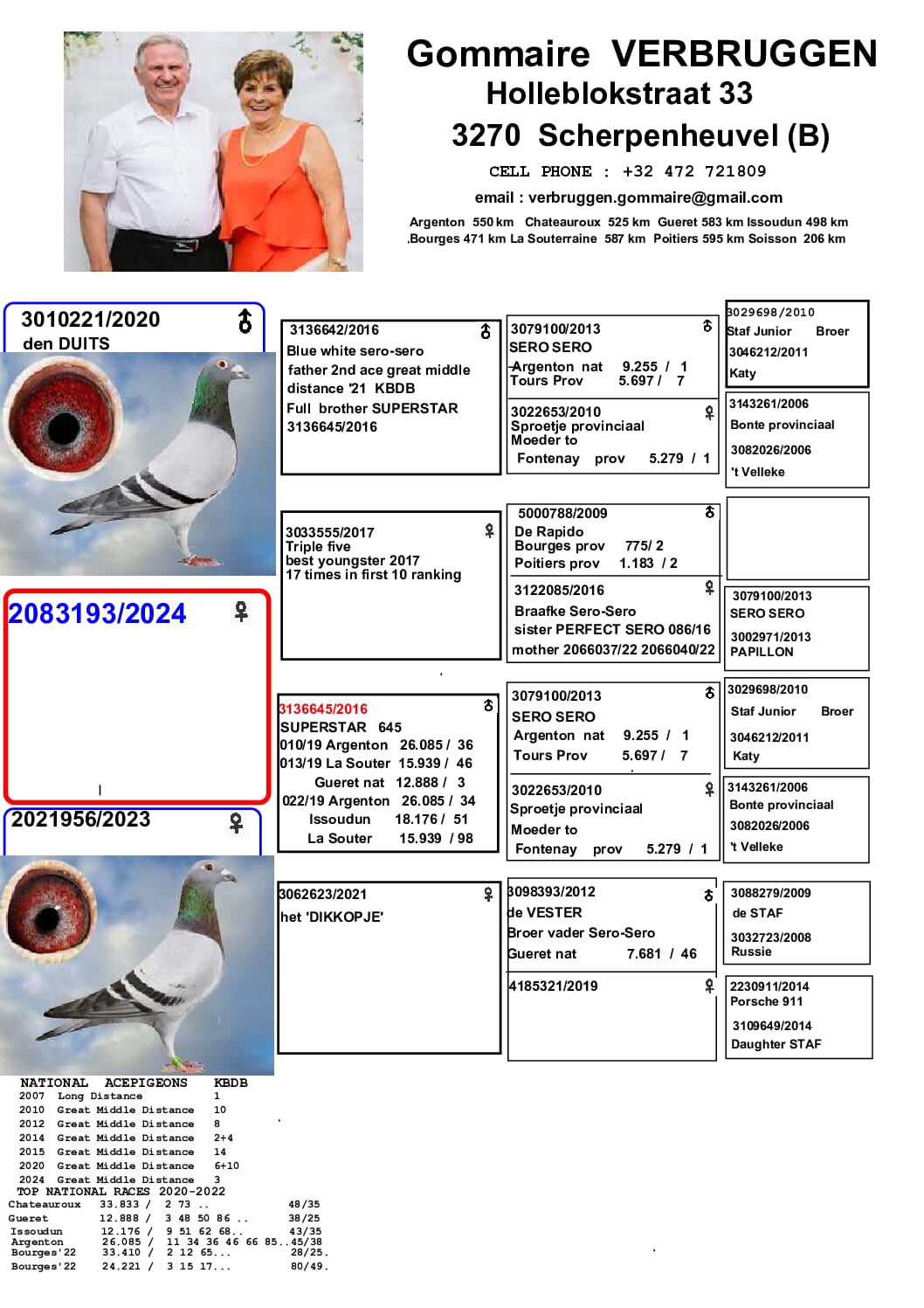 ゴメール・フェルブルッゲン 2083193-24 北野鳩舎種鳩 - 画像 (2)